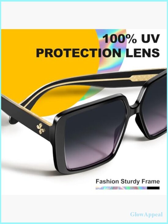 Oversized Square Sunglasses Women Big Large Wide Trendy UV400 Protection Shades